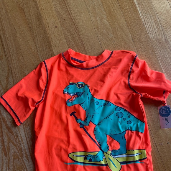 NWT 14 carters Kids dinosaurs rash guard shirt swim top bathing sunglasses pool - Picture 2 of 5